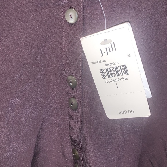 J Jill Aubergine Silk Tunic Top Plum Purple Long Sleeve Women’s Sz Large - Picture 5 of 10